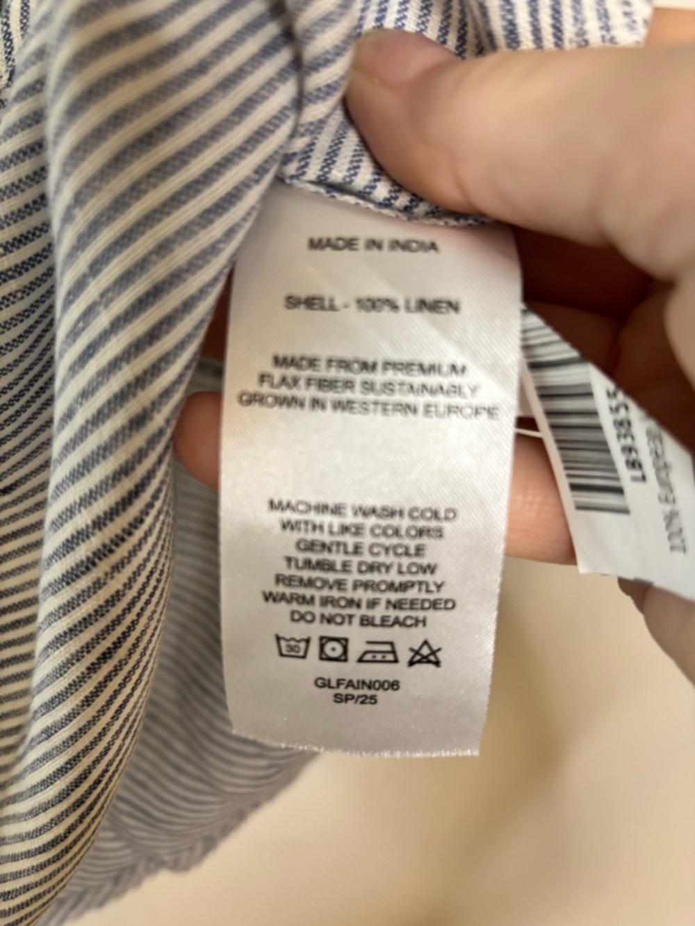 Quince European Linen Blue and White Striped Strapless Top - Picture 8 of 11